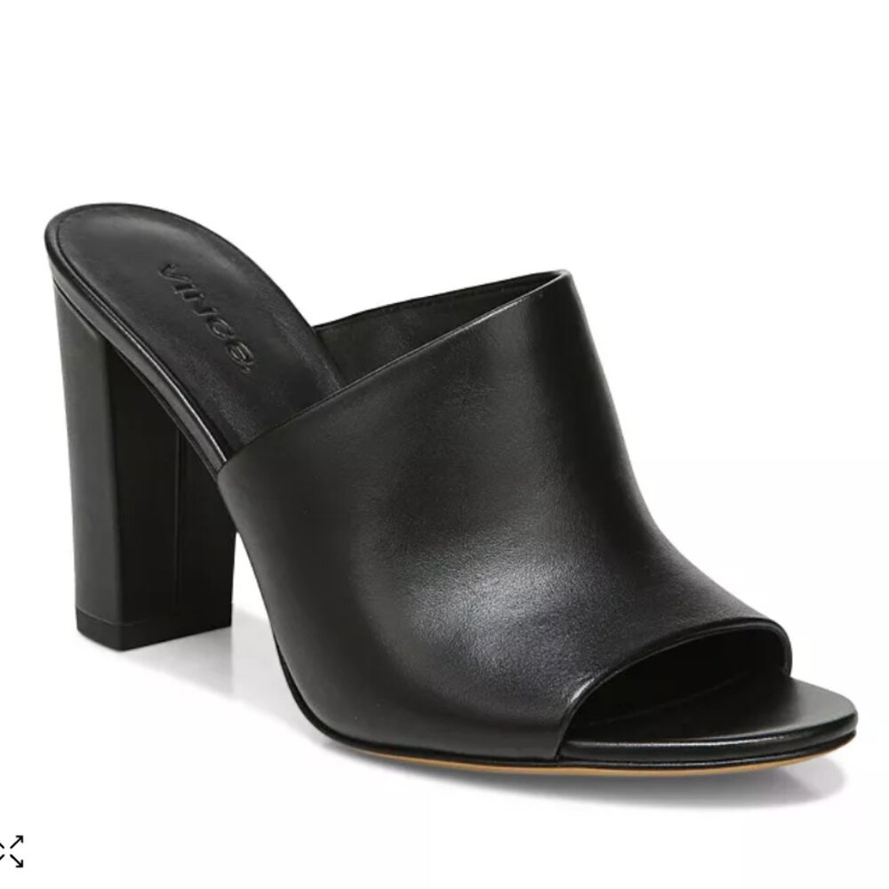 Vince Hanna Asymmetrical Leather High Heel Mule